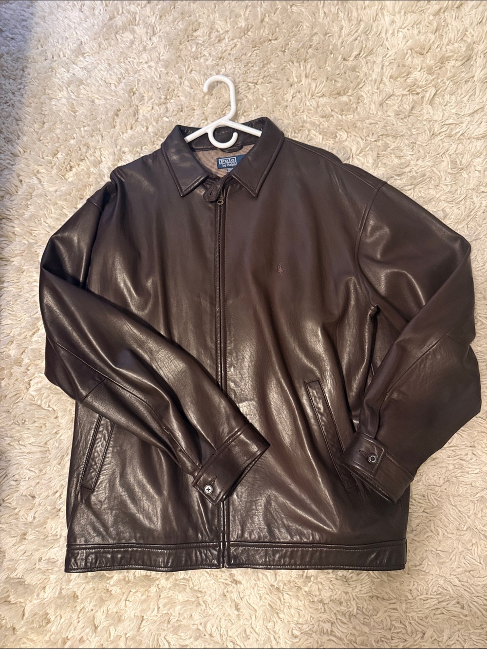 Polo by Ralph Lauren Dark Brown Leather Bomber Jacket